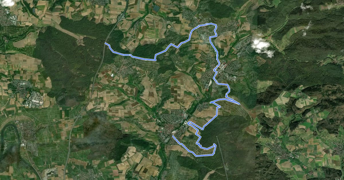 Маршрут Württ. Weinwanderweg (Winzerhausen - Großbottwar) на спутниковом снимке