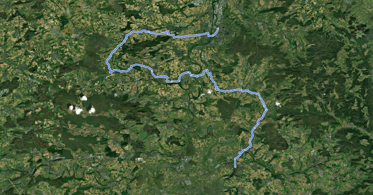 Маршрут Württemberger Weinradweg Etappe 4: Heilbronn - Marbach a. N. на спутниковом снимке