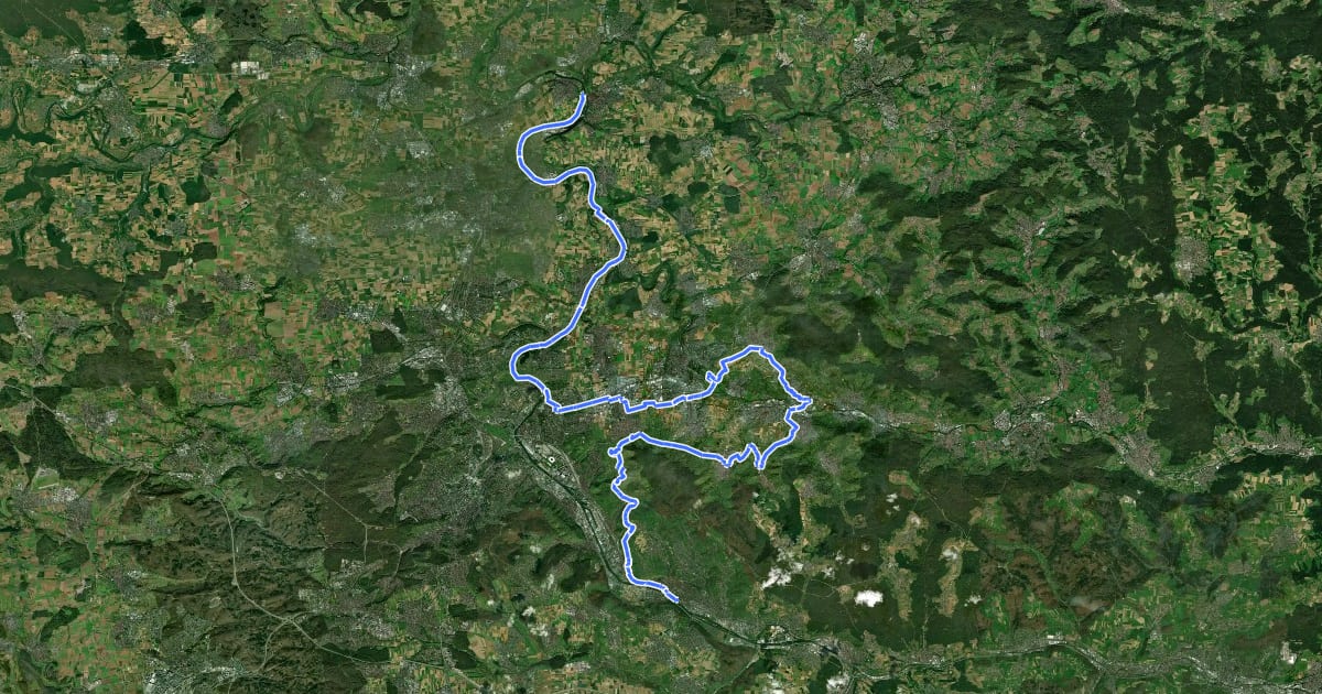 Маршрут Württemberger Weinradweg Etappe 5: Marbach - Esslingen на спутниковом снимке