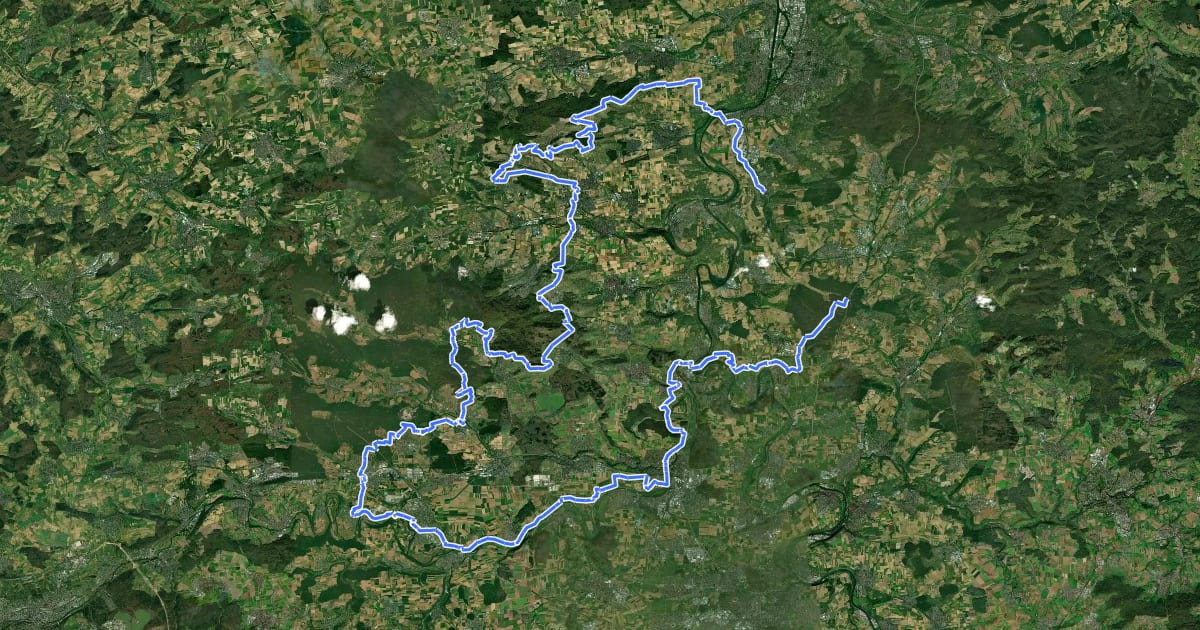 Маршрут Württembergischer Weinwanderweg (Zabergäu-Stromberg-Schleife) на спутниковом снимке