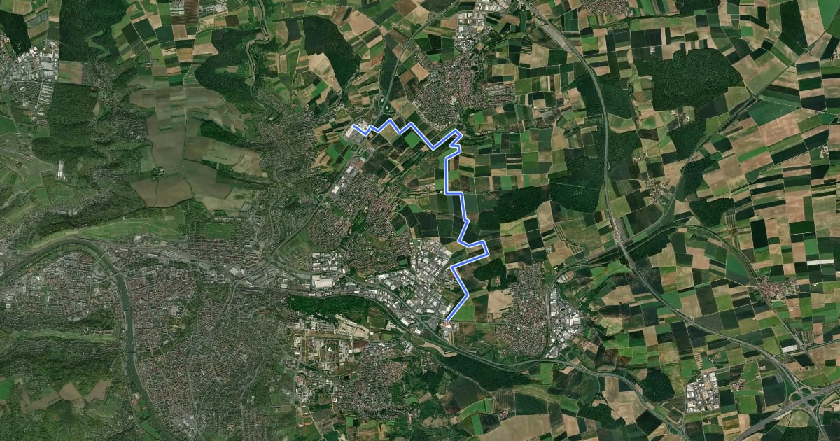 Маршрут Würzburgs Stadtgrenze, 1. Teil на спутниковом снимке