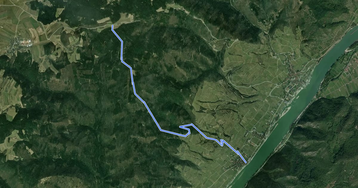 Маршрут Wösendorf-Seiber über Gruberwarte (blau) на спутниковом снимке