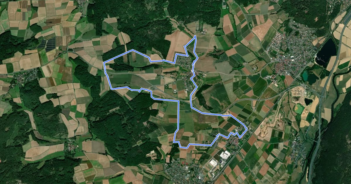Маршрут [W2] Ortsrundweg Oberweimar - Wenkbach - Oberweimar на спутниковом снимке