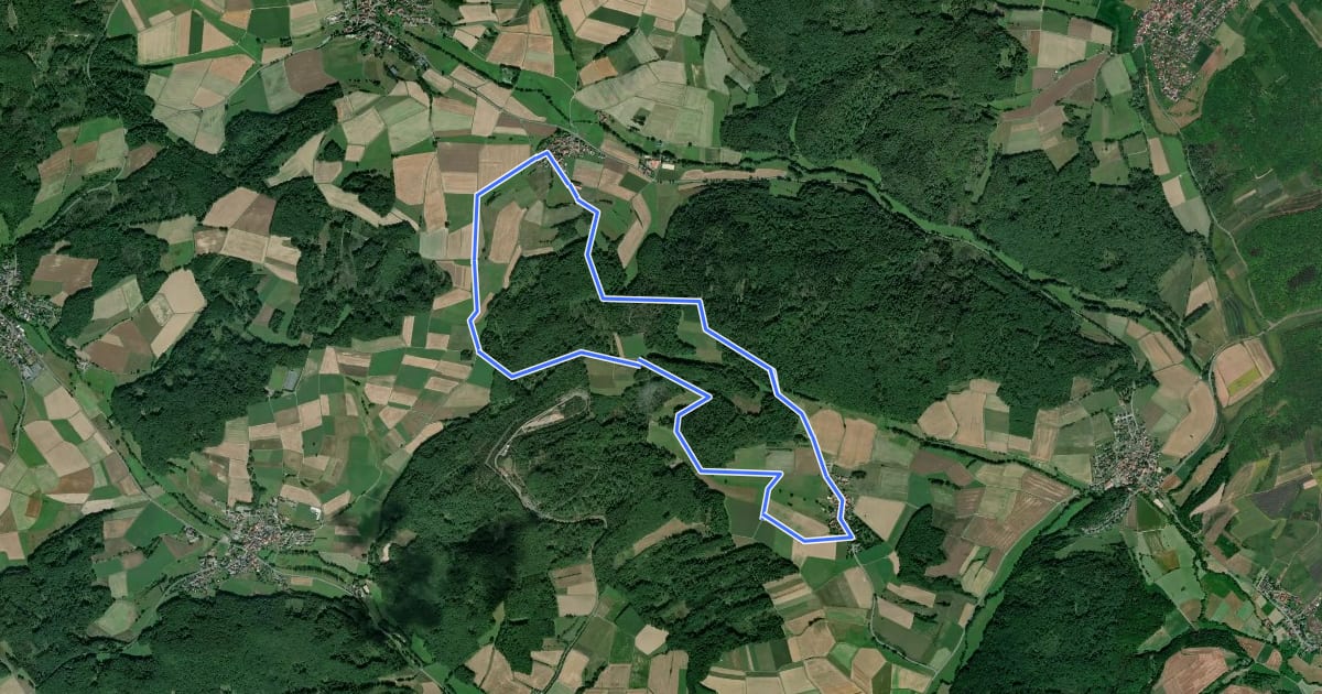Маршрут [W5] Ortsrundweg Weiershausen - Nesselbrunn - Weiershausen на спутниковом снимке