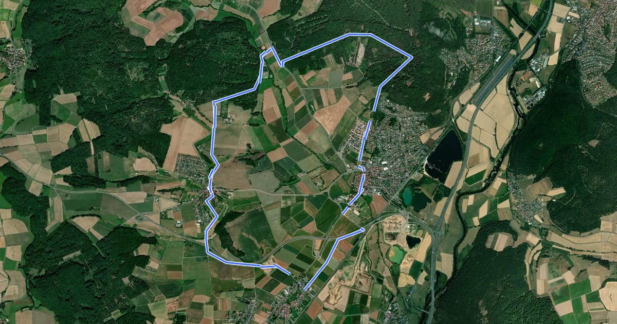 Маршрут [W6] Ortsrundweg Niederweimar - Oberweimar - Niederweimar на спутниковом снимке