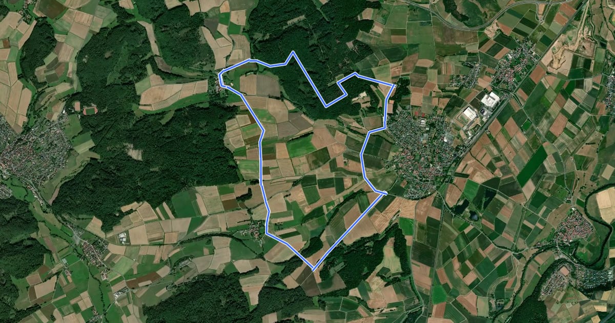 Маршрут [W7] Ortsrundweg Niederwalgern - Kehna - Stedebach - Niederwalgern на спутниковом снимке
