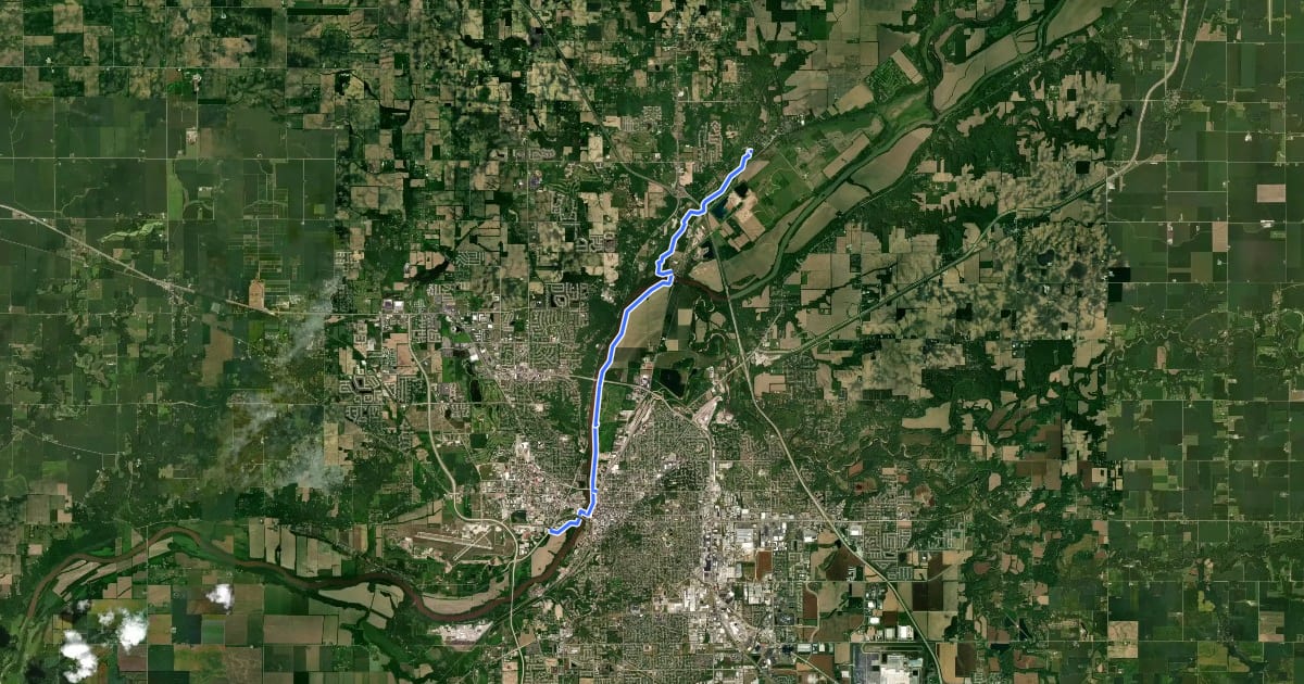Маршрут Wabash Heritage Trail на спутниковом снимке