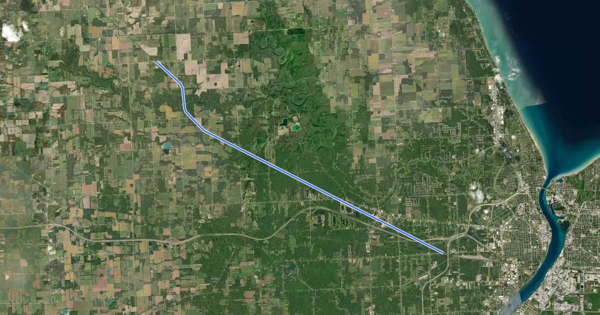 Маршрут Wadams to Avoca Trail на спутниковом снимке