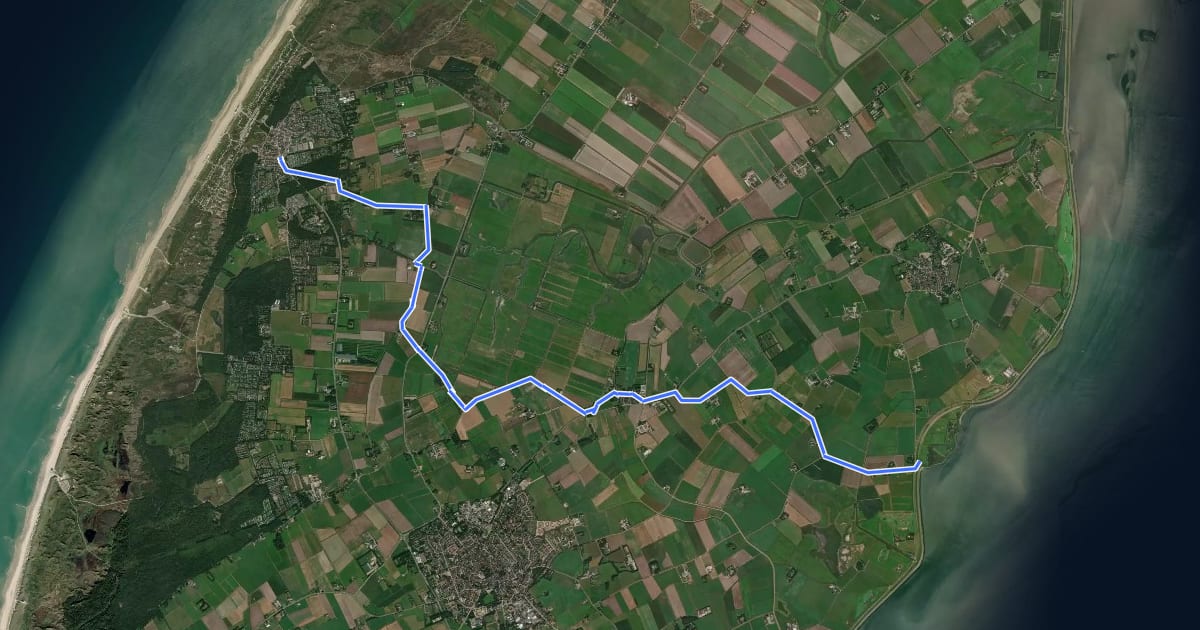 Маршрут WaddenWandelen - Texel - 05 - Variant dwarsover на спутниковом снимке