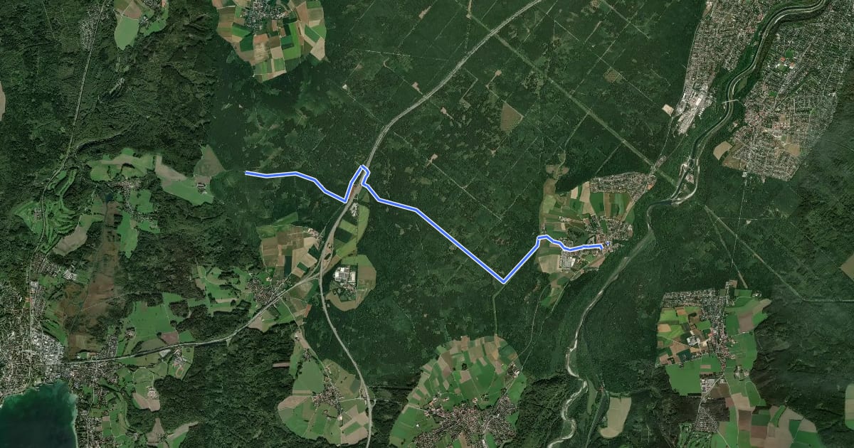 Маршрут Wadelsberg - Baierbrunn на спутниковом снимке