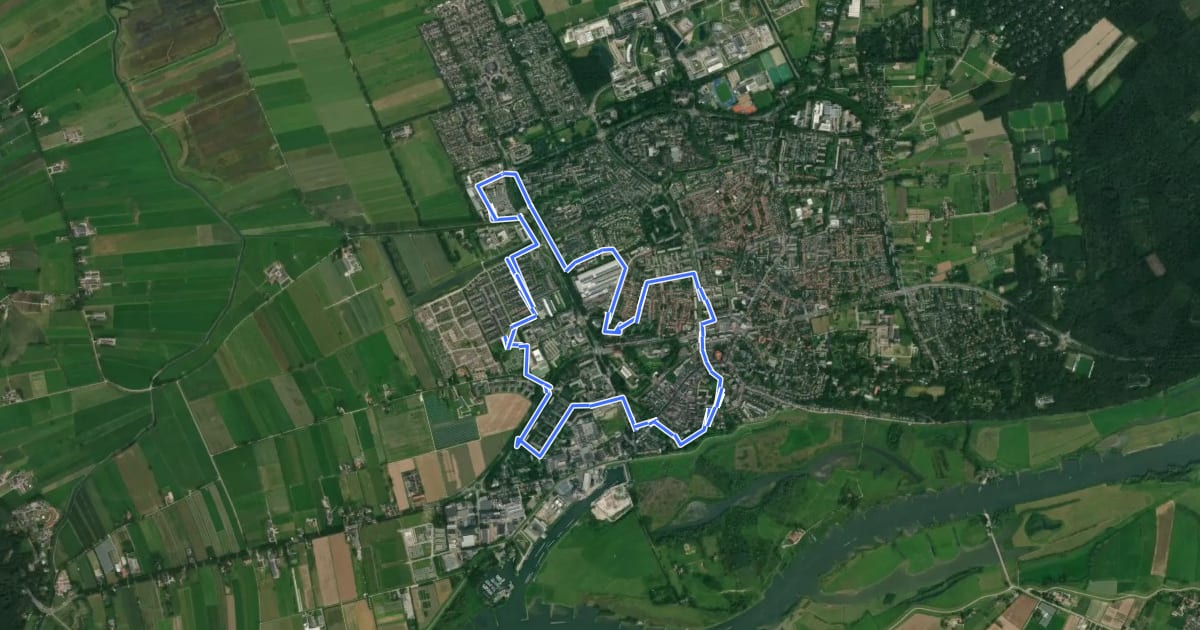 Маршрут Wageningen On The Move - blauwe route на спутниковом снимке