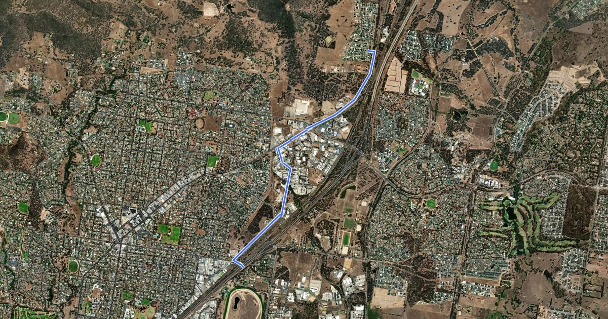 Маршрут Wagga Road на спутниковом снимке