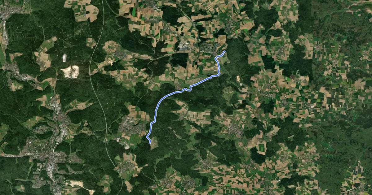 Маршрут Wahlberg - Auernheim - Neresheim - Kloster на спутниковом снимке