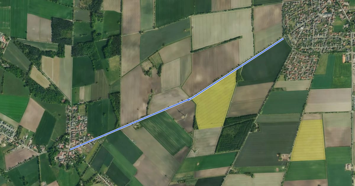 Маршрут Wahrenholz Windmühlenstraße (11) - Westerholz (04) на спутниковом снимке