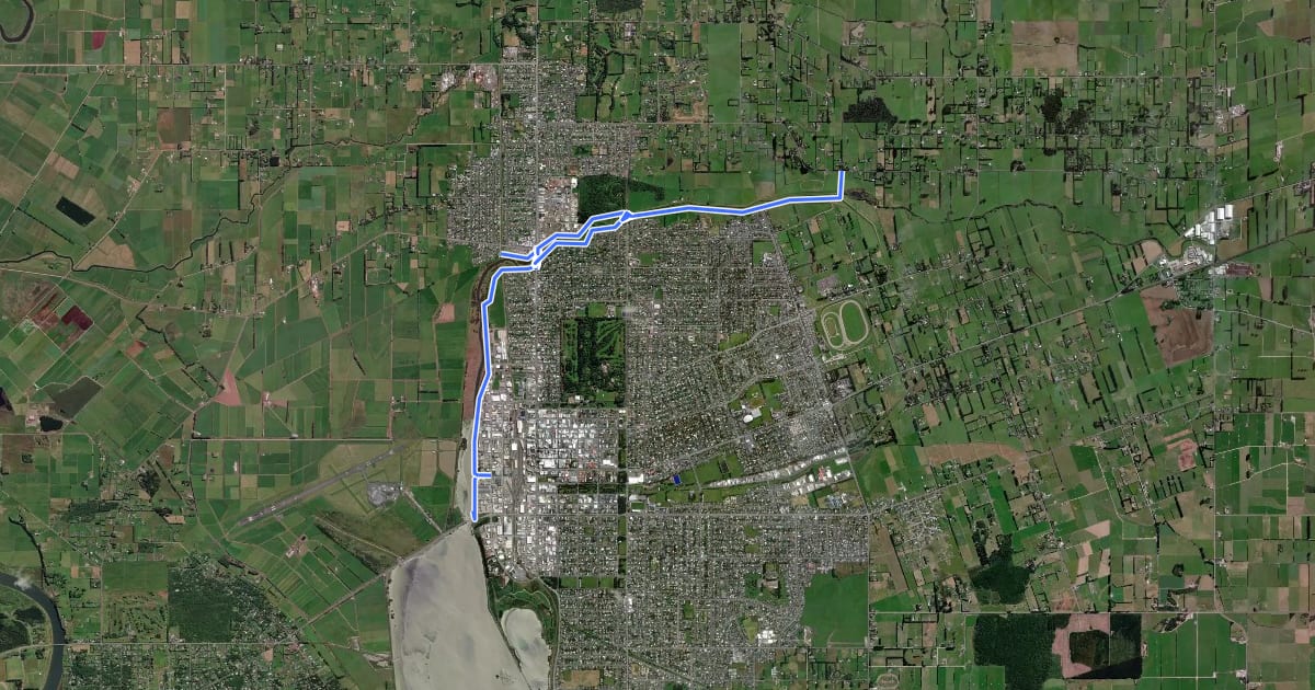Маршрут Waihōpai Shared Path на спутниковом снимке