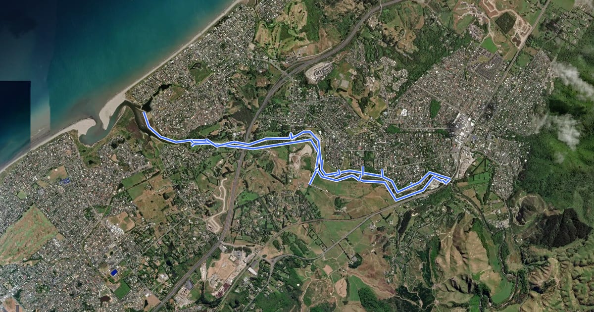 Маршрут Waikanae River Loop на спутниковом снимке
