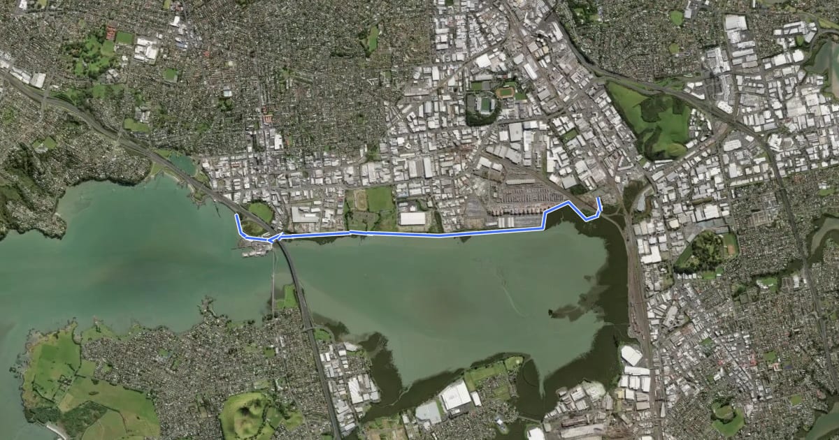 Маршрут Waikaraka Cycleway на спутниковом снимке