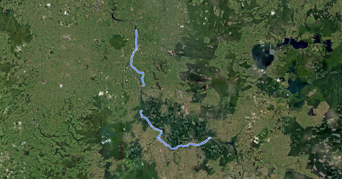 Маршрут Waikato River Trail на спутниковом снимке