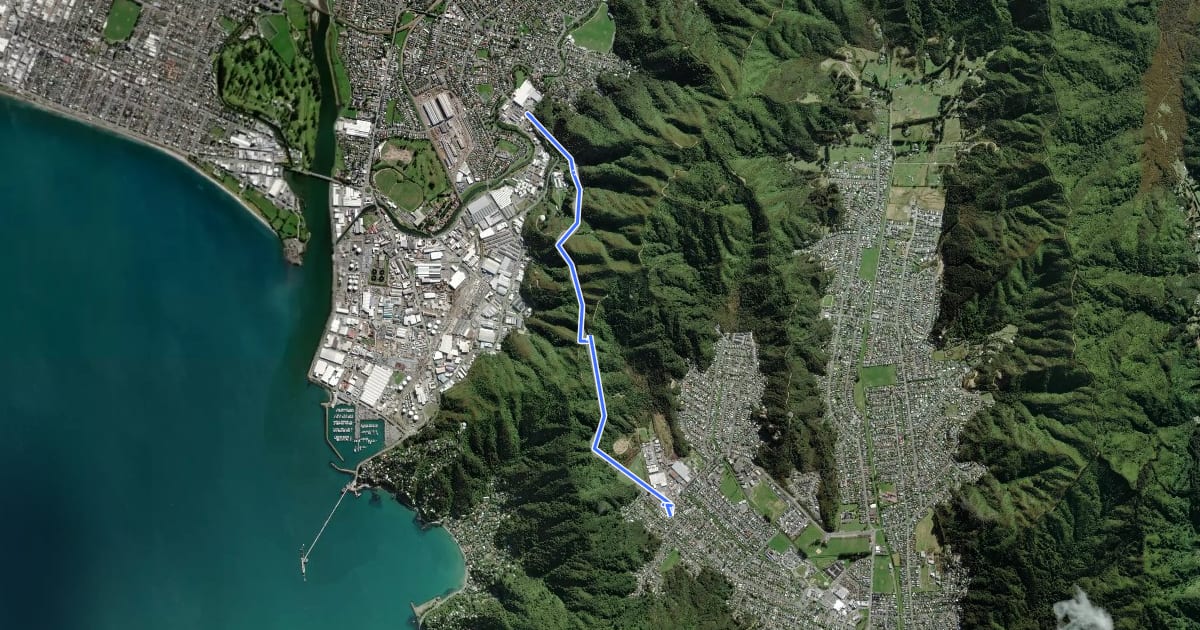 Маршрут Wainuiomata Hill Shared Path на спутниковом снимке