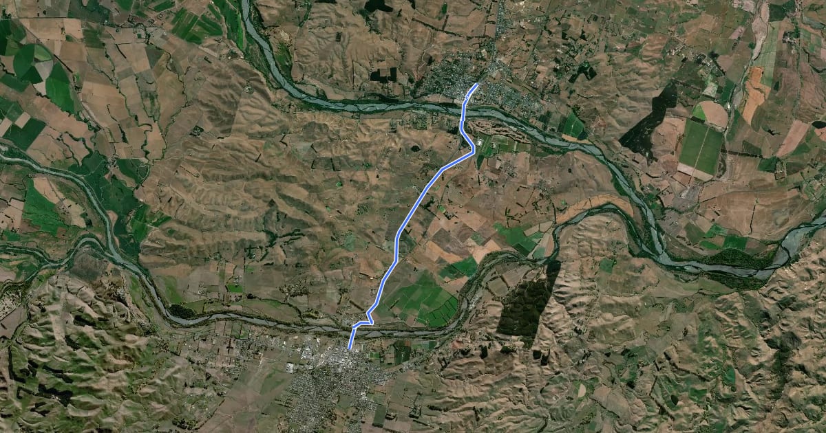 Маршрут Waipukurau to Waipawa Shared Path на спутниковом снимке
