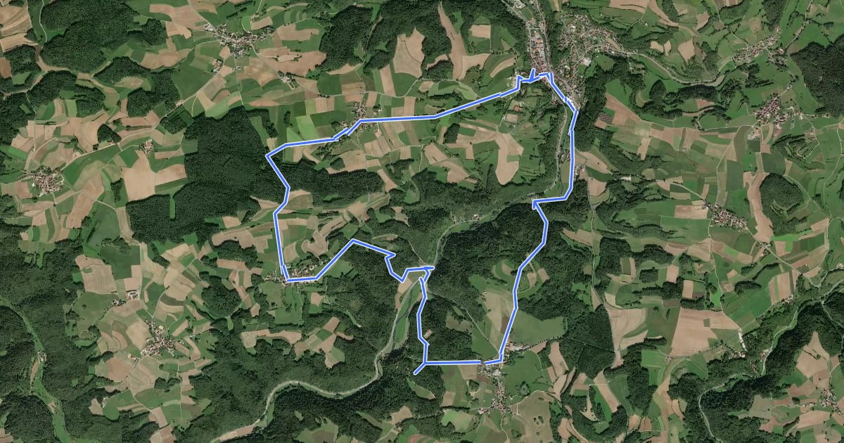 Маршрут Waischenfeld Rundwanderweg grüner Ring на спутниковом снимке