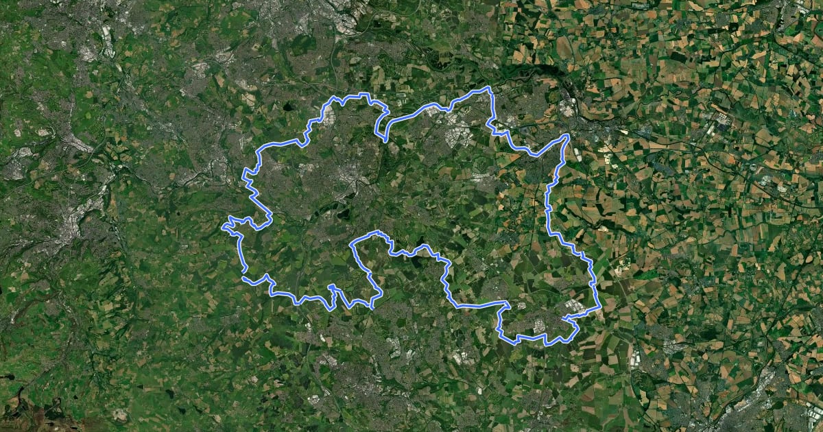 Маршрут Wakefield Way на спутниковом снимке