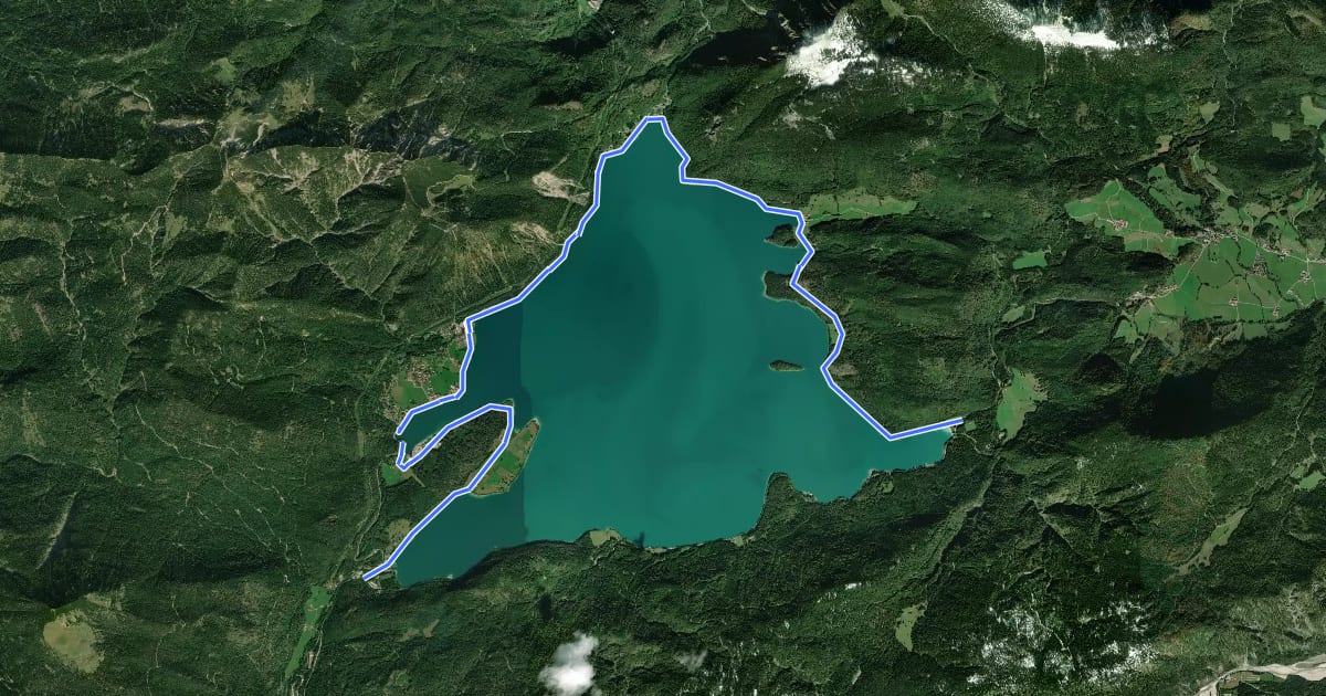 Маршрут Walchensee West + Nord + Ost на спутниковом снимке
