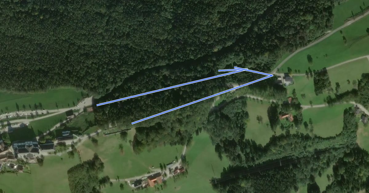 Маршрут Wald der Sinne на спутниковом снимке