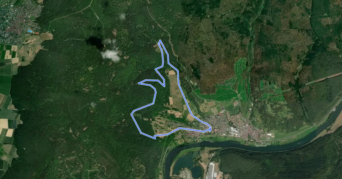 Маршрут Wald und Wiesen на спутниковом снимке