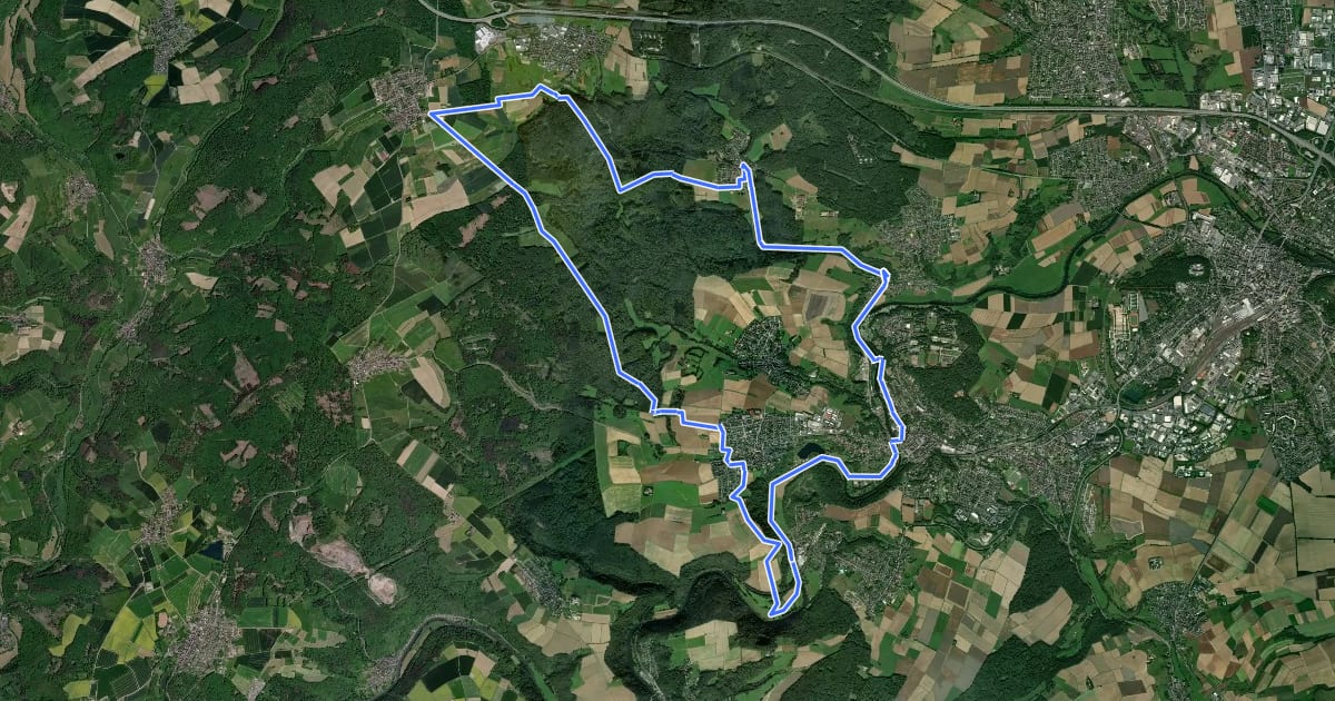 Маршрут Wald & Wiesentour на спутниковом снимке