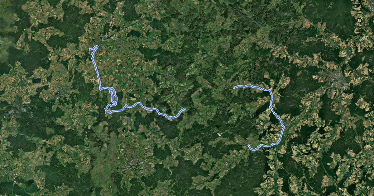 Маршрут Waldhessen R11/Schwalm-Fulda-Weg на спутниковом снимке