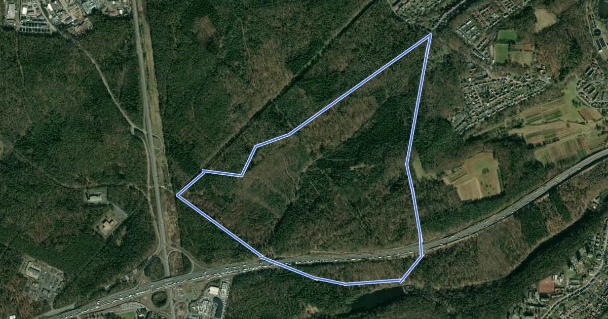 Маршрут Waldlaufparcours Kaiserslautern Blau на спутниковом снимке
