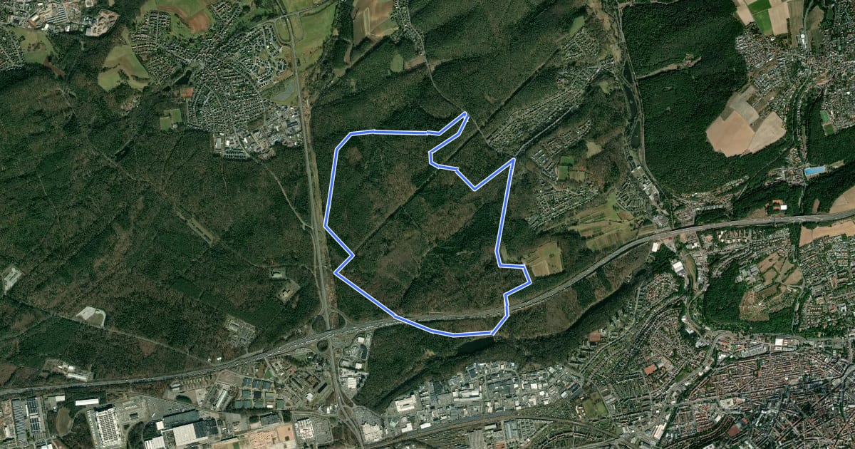 Маршрут Waldlaufparcours Kaiserslautern Gelb на спутниковом снимке