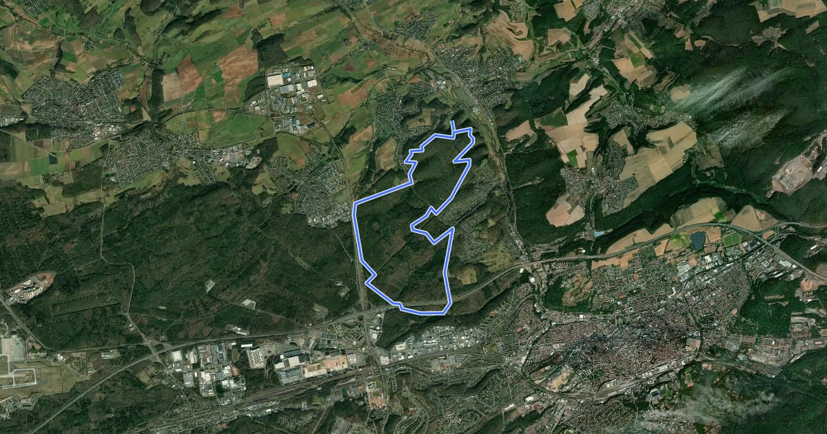 Маршрут Waldlaufparcours Kaiserslautern Rot на спутниковом снимке