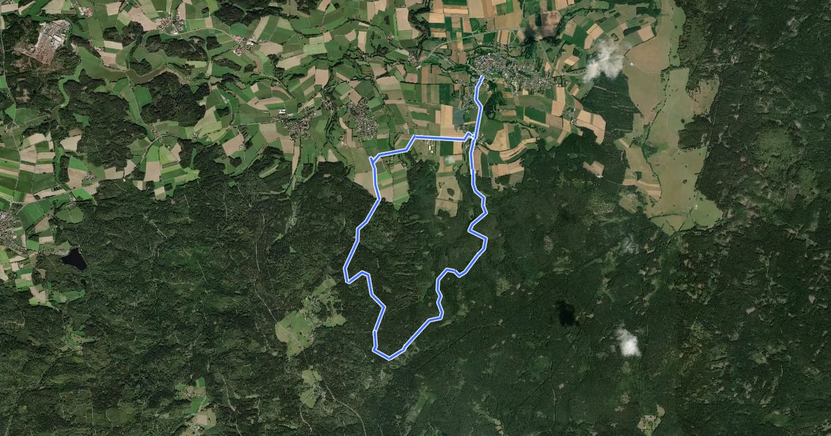 Маршрут Waldnaabquellenweg на спутниковом снимке