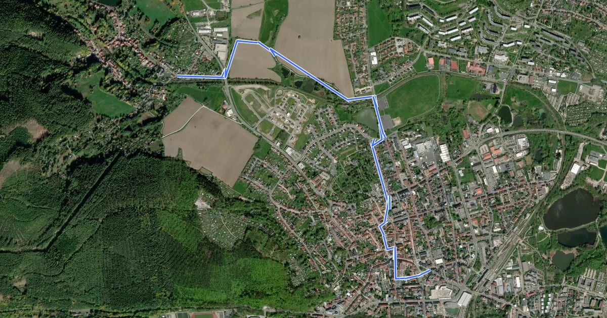 Маршрут Waldrandroute Gegenrichtung Ilmenau на спутниковом снимке