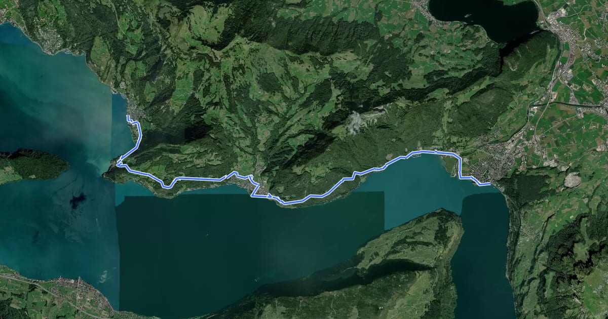 Маршрут Waldstätterweg - Etappe 1 на спутниковом снимке