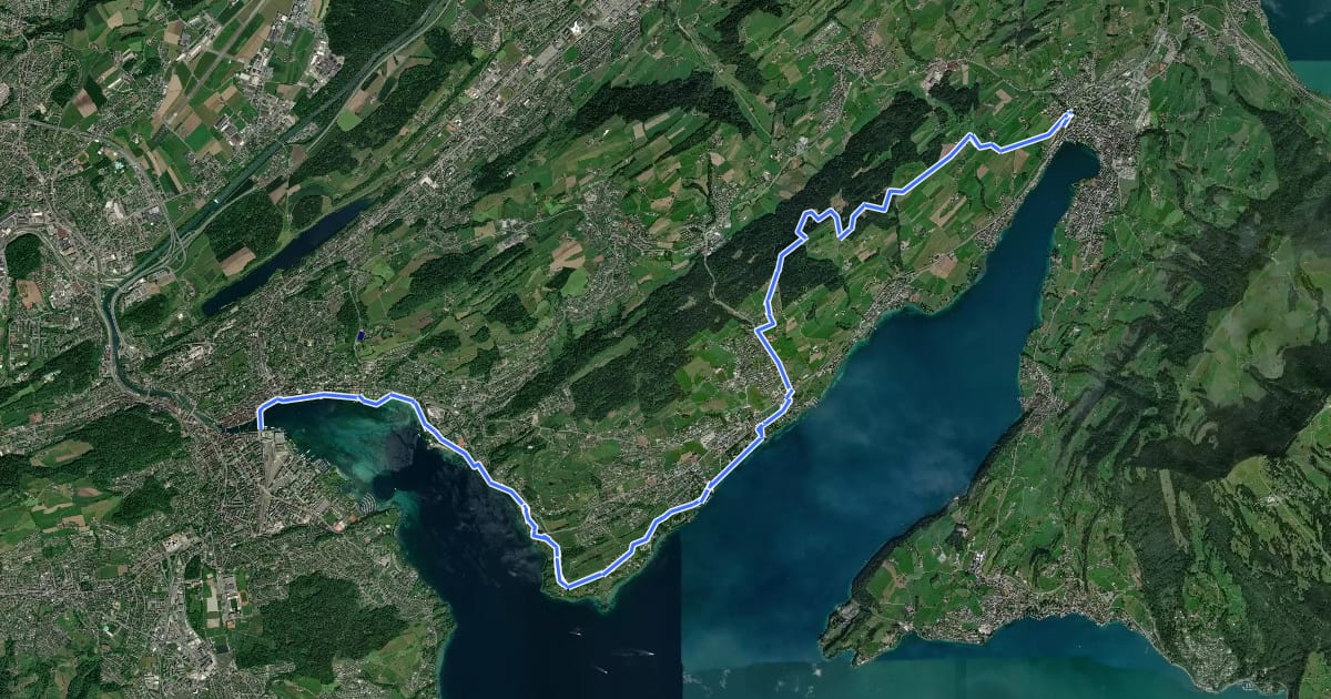 Маршрут Waldstätterweg - Etappe 3 на спутниковом снимке