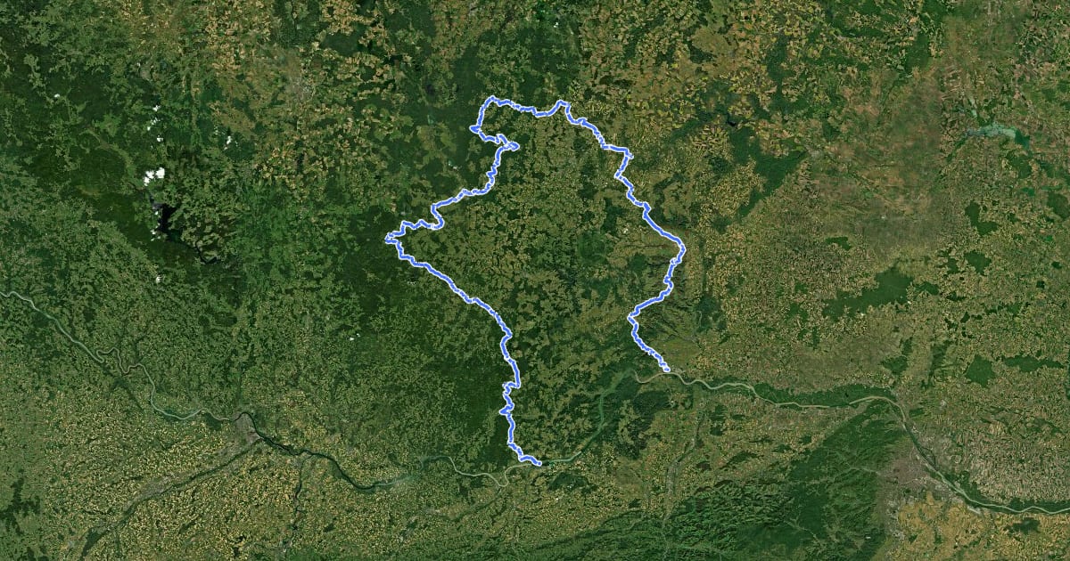 Маршрут Waldviertel-Radweg на спутниковом снимке
