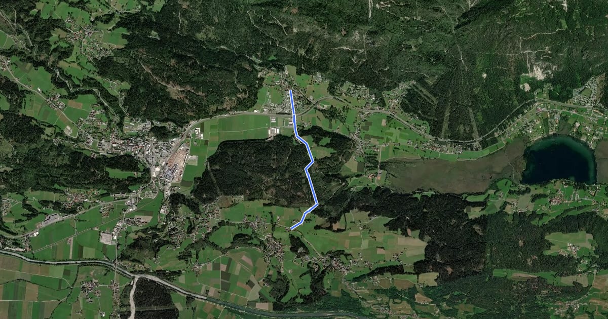 Маршрут Waldweg Egg - Obervellach на спутниковом снимке