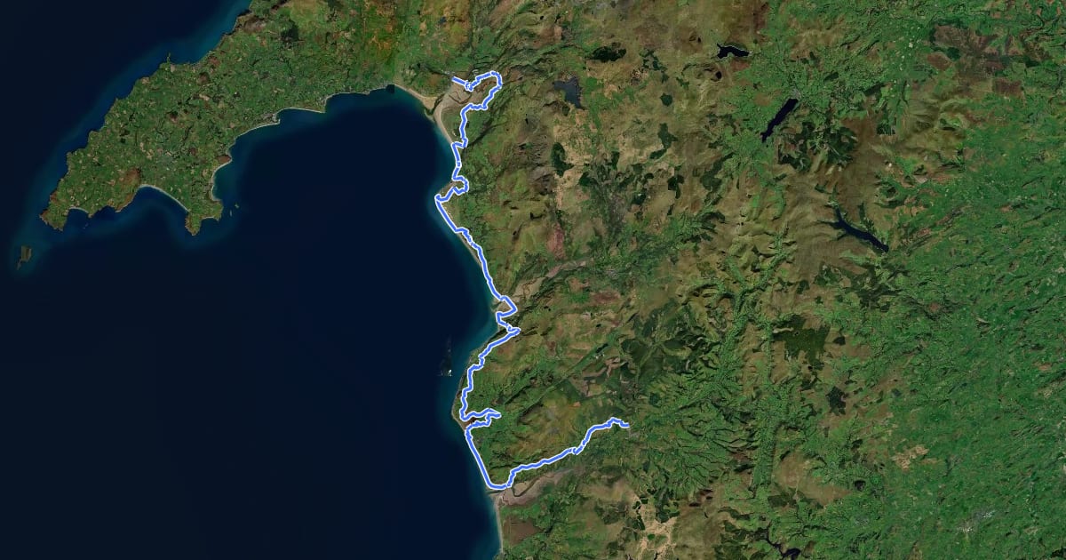 Маршрут Wales Coast Path (Meirionnydd) на спутниковом снимке