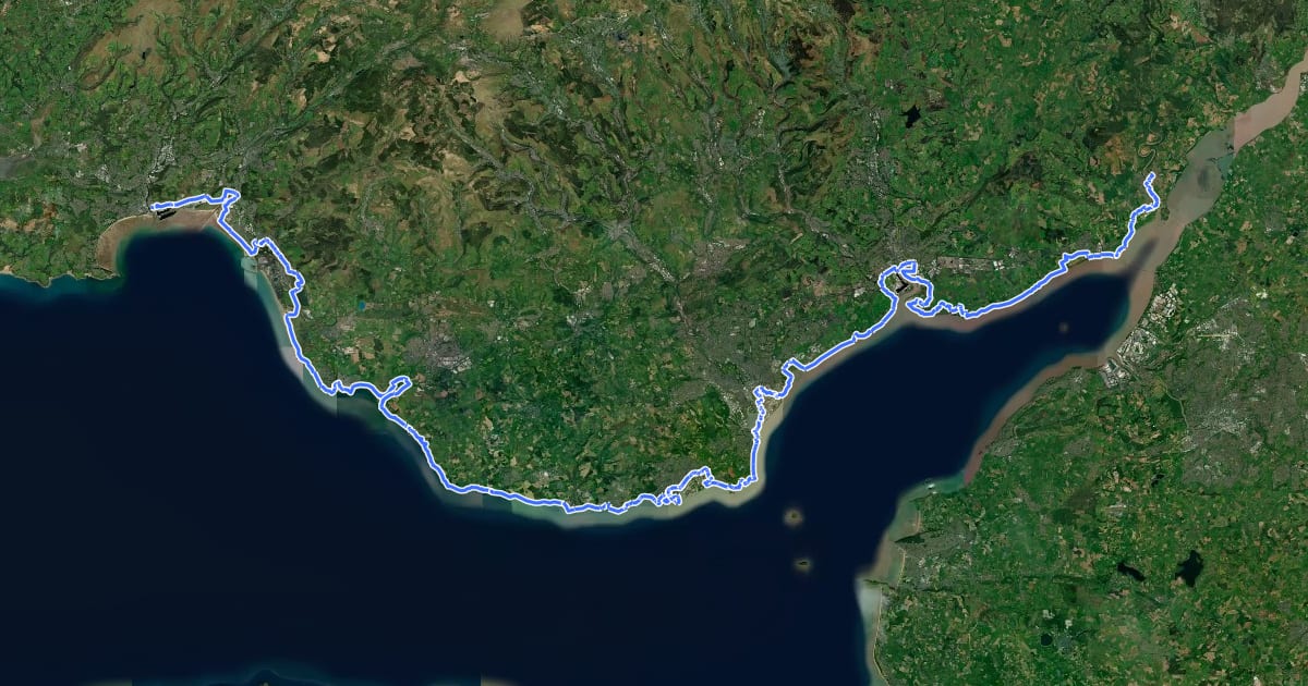 Маршрут Wales Coast Path (South Wales) на спутниковом снимке