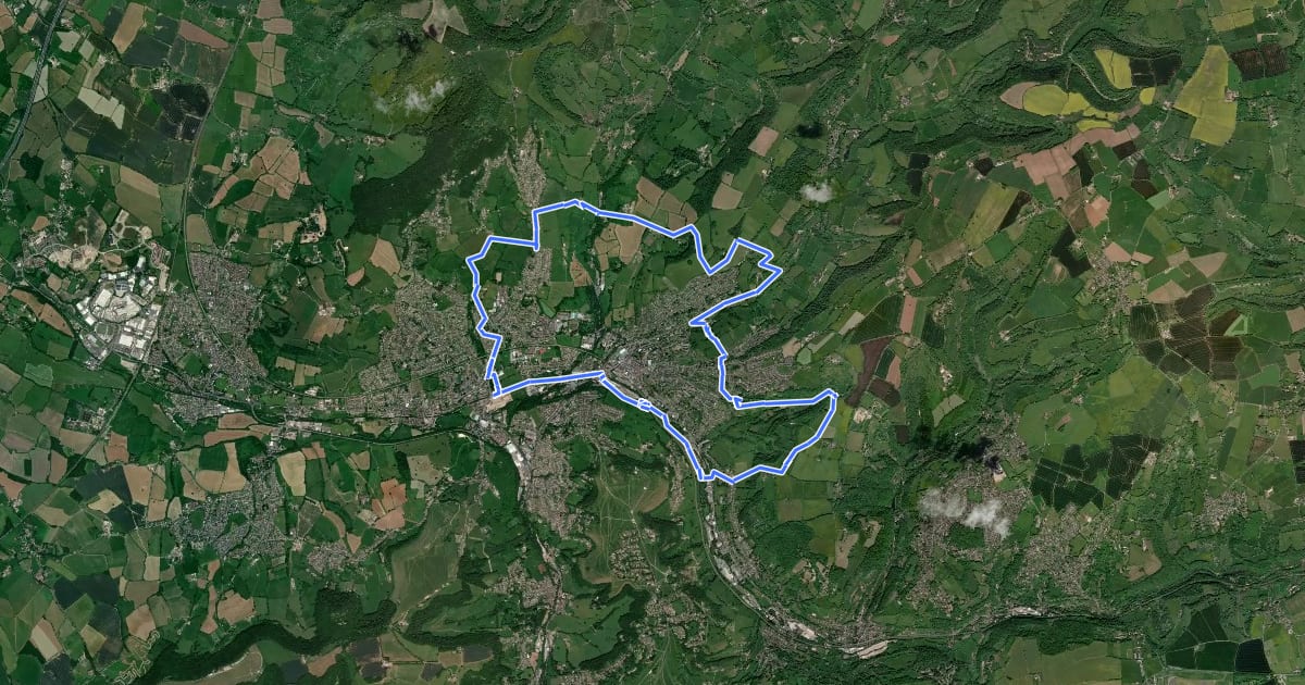 Маршрут Walk Around Stroud (The WAS Way) на спутниковом снимке