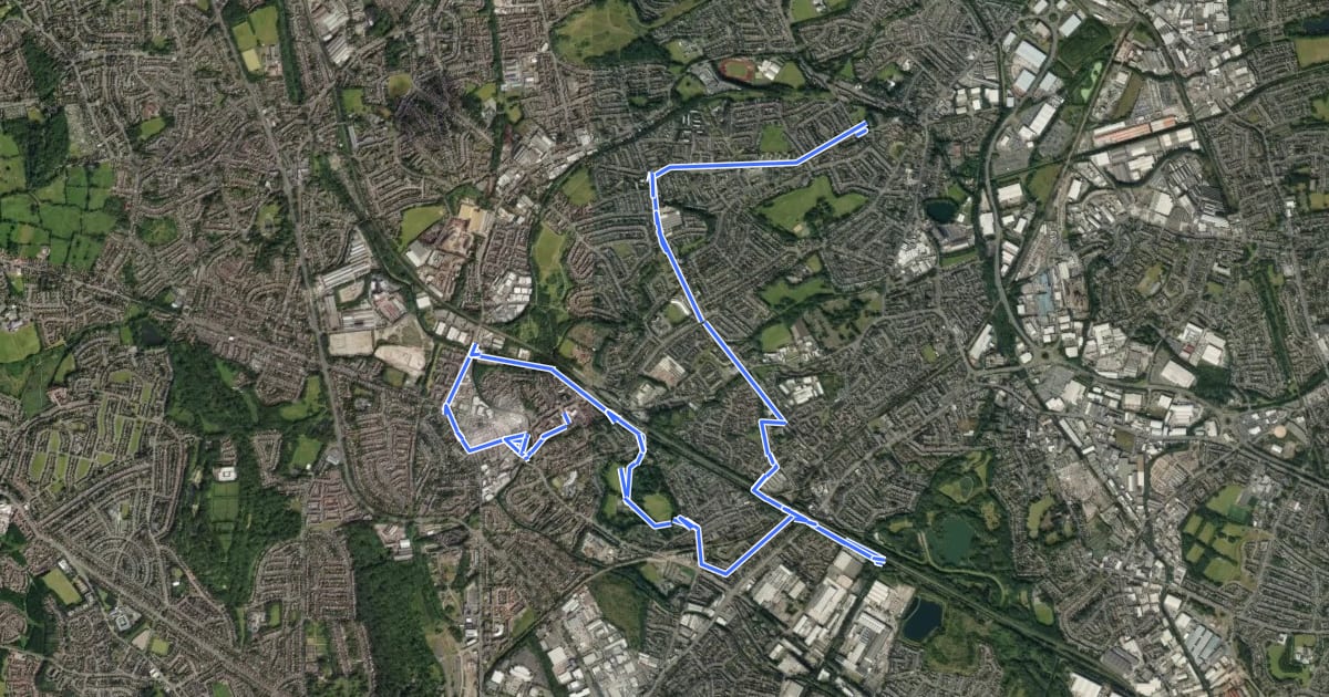 Маршрут Walk Tipton Heritage Trail на спутниковом снимке