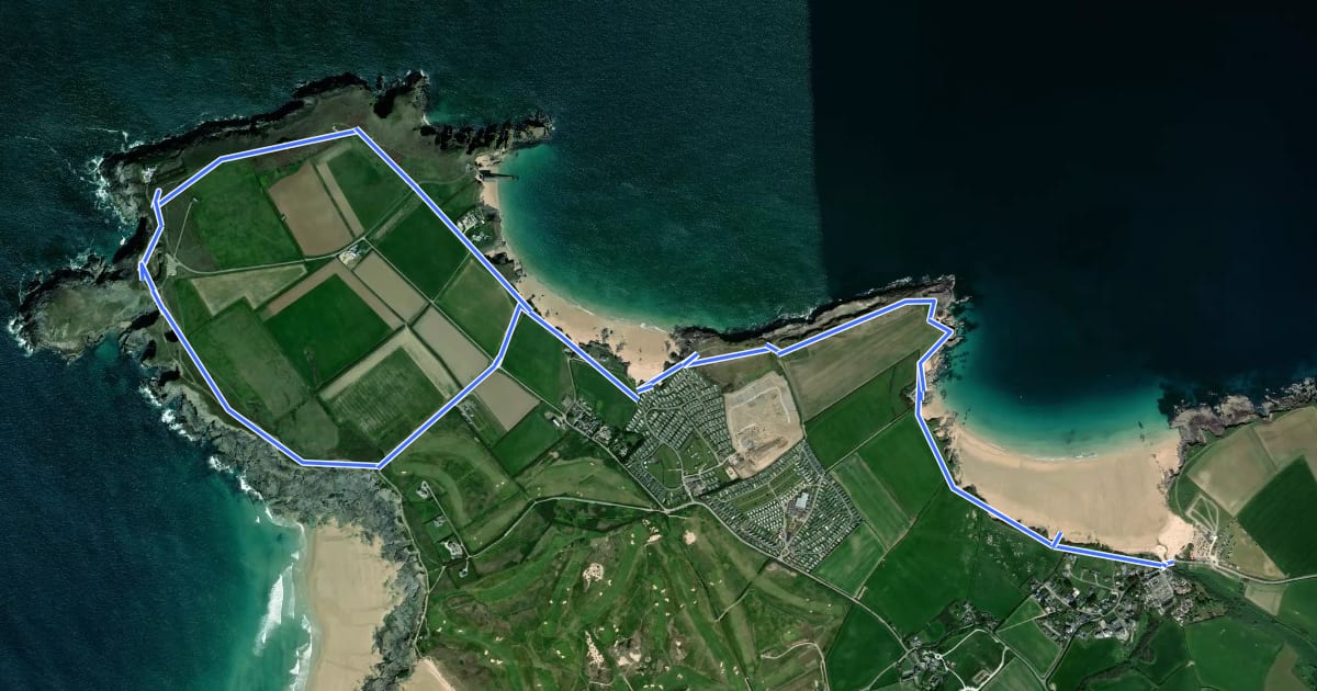 Маршрут Walk to Trevose Head from the bus stop, North Cornwall на спутниковом снимке