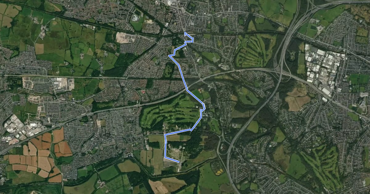Маршрут Walkden to RHS Garden Bridgewater на спутниковом снимке