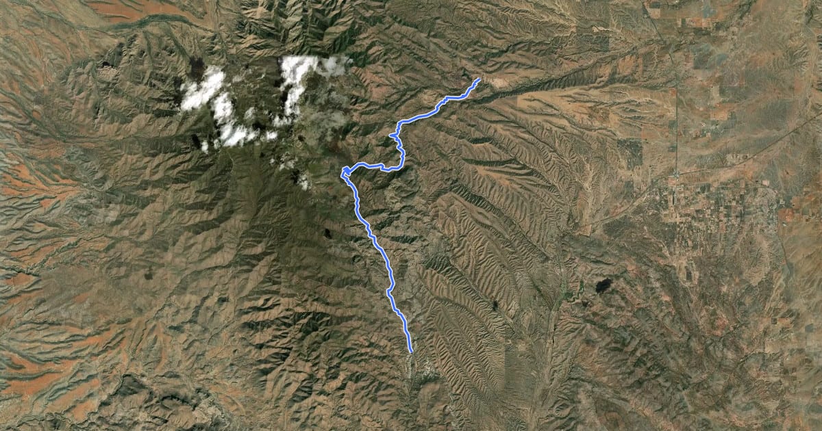 Маршрут Walker Canyon Trail на спутниковом снимке