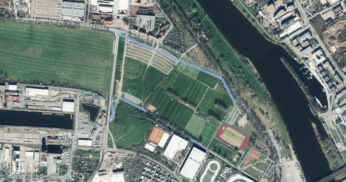 Маршрут Walking People Sportpark Ostra mittel на спутниковом снимке