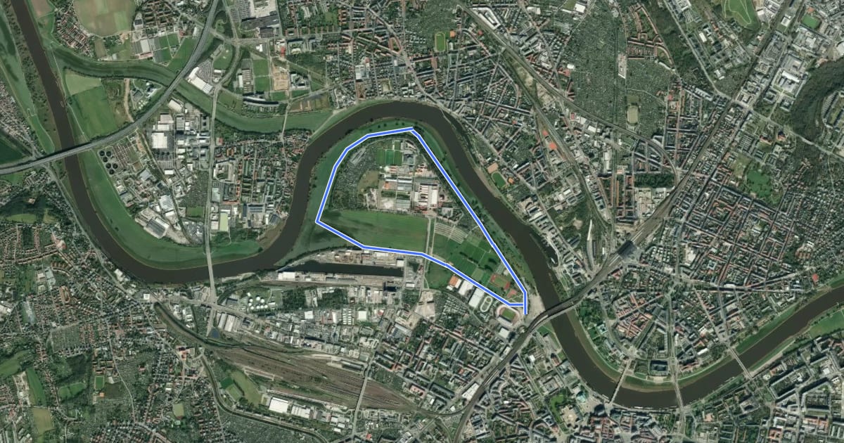Маршрут Walking People Sportpark Ostra schwer на спутниковом снимке