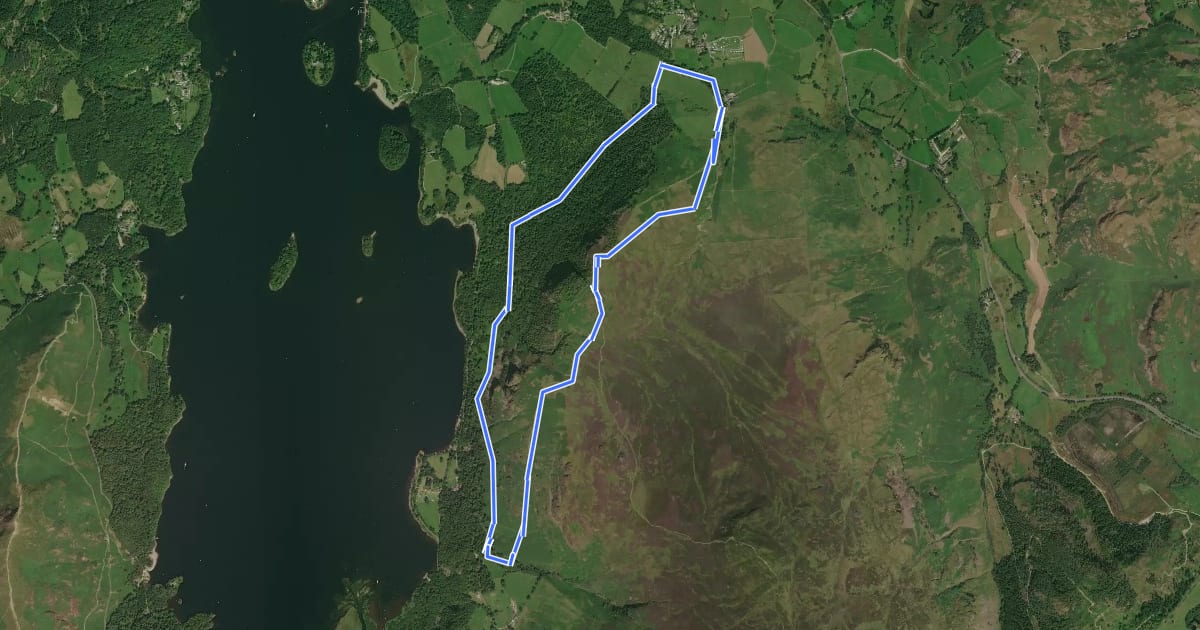 Маршрут Walla Crag to Ashness Bridge walk, North Lakes Outdoors на спутниковом снимке